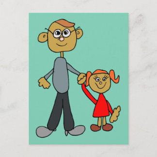 Best Daddy Father's Day Father Daughter Cartoon Postcard