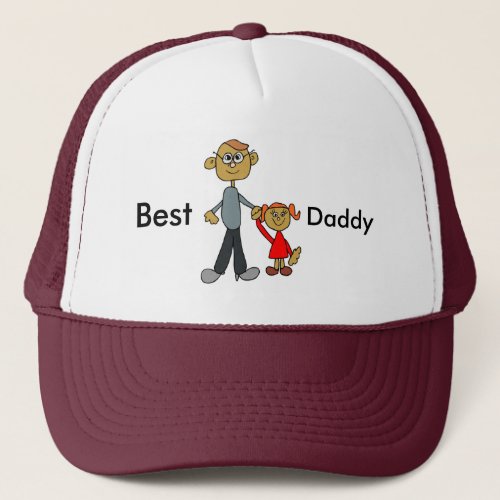 Best Daddy Fathers Day Father Daughter Cartoon Trucker Hat