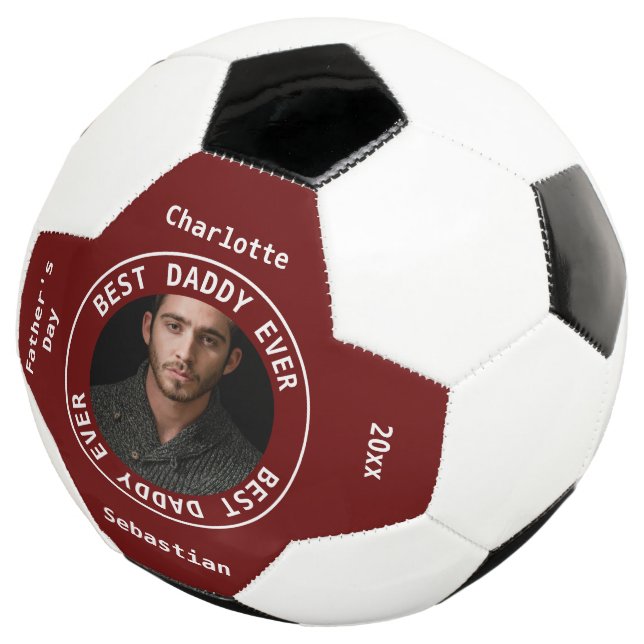 Best Daddy Fathers Day Photo Personalized Soccer Ball (Three Quarter)