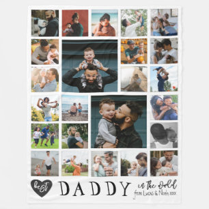 Best Daddy In The World Modern 24 Photo Fleece Blanket