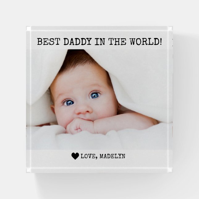 Best Daddy Photo Fathers Day Gift Personalized  Paperweight (Front)