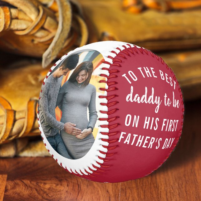Best Daddy to Be 2 Photo First Father's Day Red Baseball (Creator Uploaded)