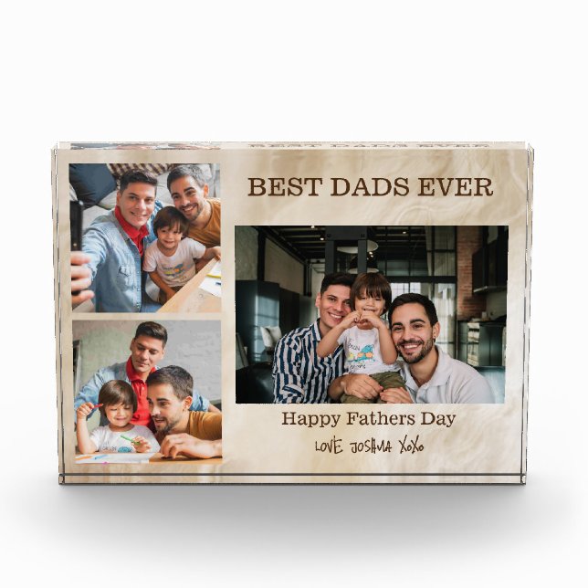 Best Dads Ever 3 Photo Fathers Day Gift  Block (Front)