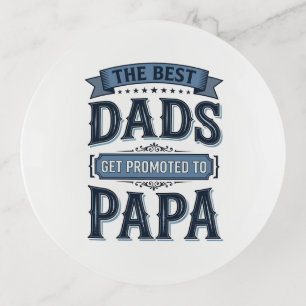 Best Dads Get Promoted to Papa Vintage Shirt Desig Trinket Tray