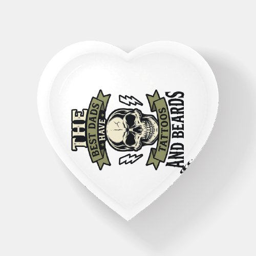 Best Dads Have Tattoos and Beards Skull Shirt_1 Paperweight