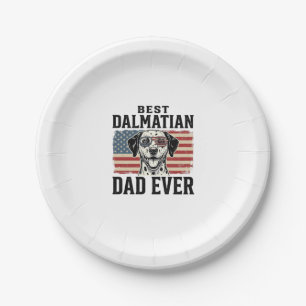 Best Dalmatian Dad Ever Patriotic Dog Shirt Design Paper Plates