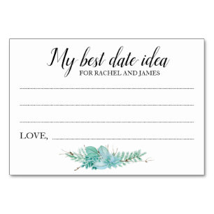 Best Date Idea Wedding Shower Succulent Card
