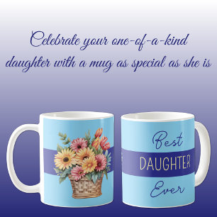 Best daughter ever gerbera flowers blue coffee mug