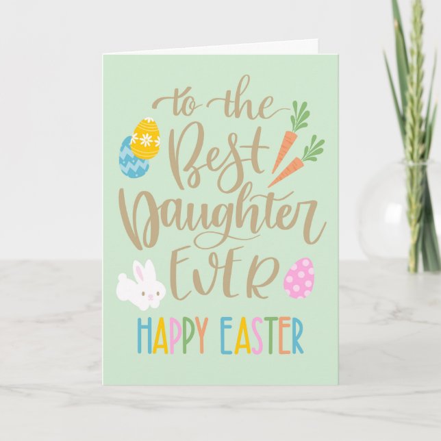 Best Daughter Ever Happy Easter Typography Card (Front)
