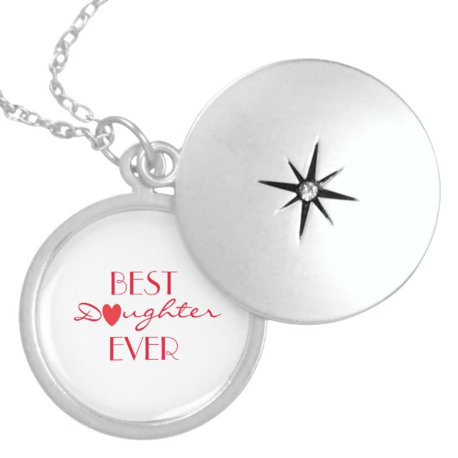Best Daughter Ever Mother's Day Gifts Heart Silver Locket Necklace (Front)