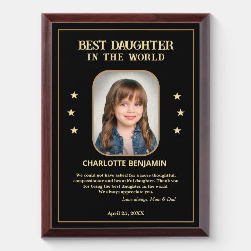 Best Daughter In The World Photo Personalize Award Plaque