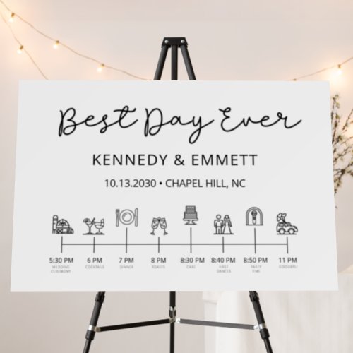 Best Day Ever Barn Wedding Day Timeline Foam Board