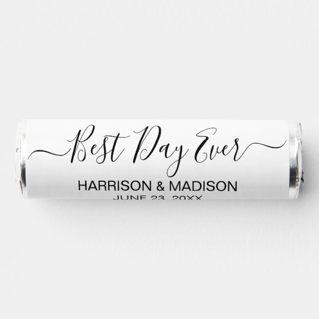 Best Day Ever black script modern wedding Breath Savers® Mints (Front)