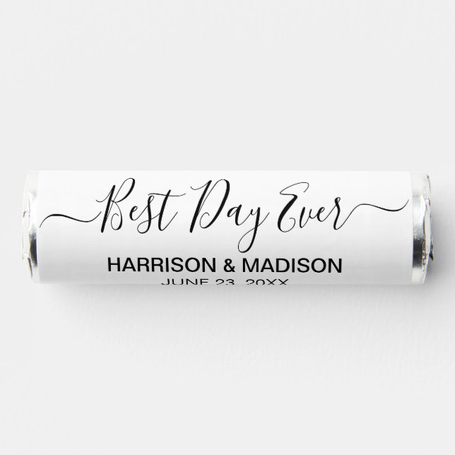 Best Day Ever black script modern wedding mints (Front)