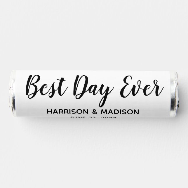 Best Day Ever black script stylish wedding mints (Front)