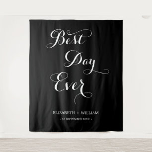 Best Day Ever Calligraphy Wedding Photo Backdrop