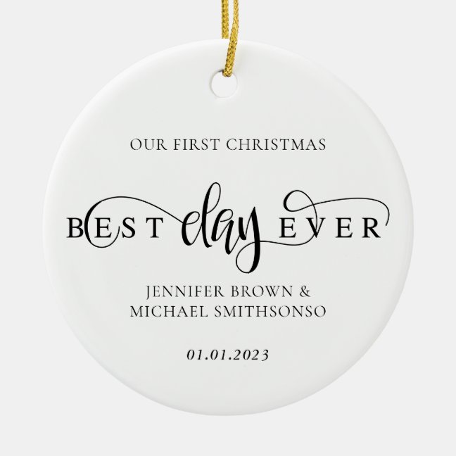 Best Day Ever Christmas custom photo Ceramic Ornament