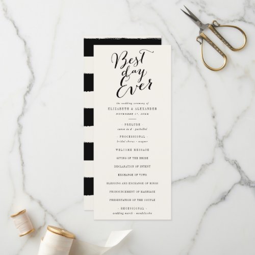 Best Day Ever Classic Script Calligraphy Wedding Program