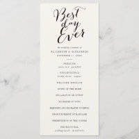 Best Day Ever Classic Script Wedding Program Card