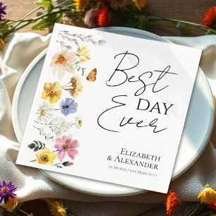 Best Day Ever   Colorful Wildflower Boho Wedding Napkins
