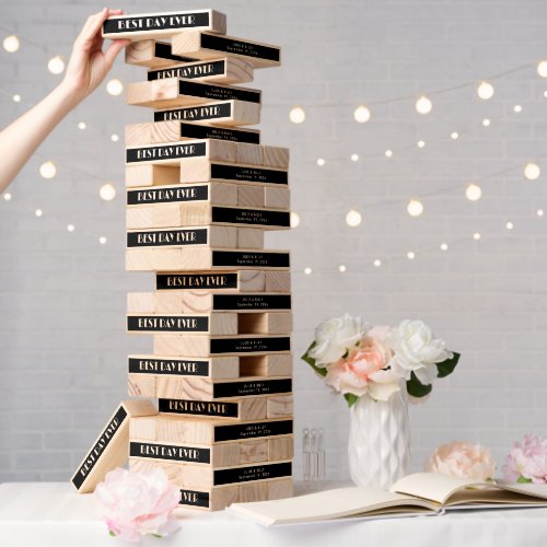 Best Day Ever Custom Black Typography Wedding Game Topple Tower