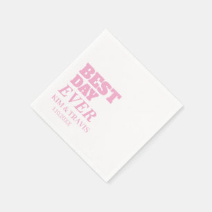 BEST DAY EVER CUSTOMIZED NAME & TEXT WEDDING WHITE NAPKINS