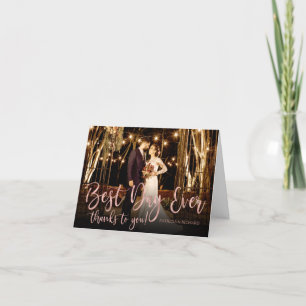 Best Day Ever Cute Script Photo Wedding Thank You Card