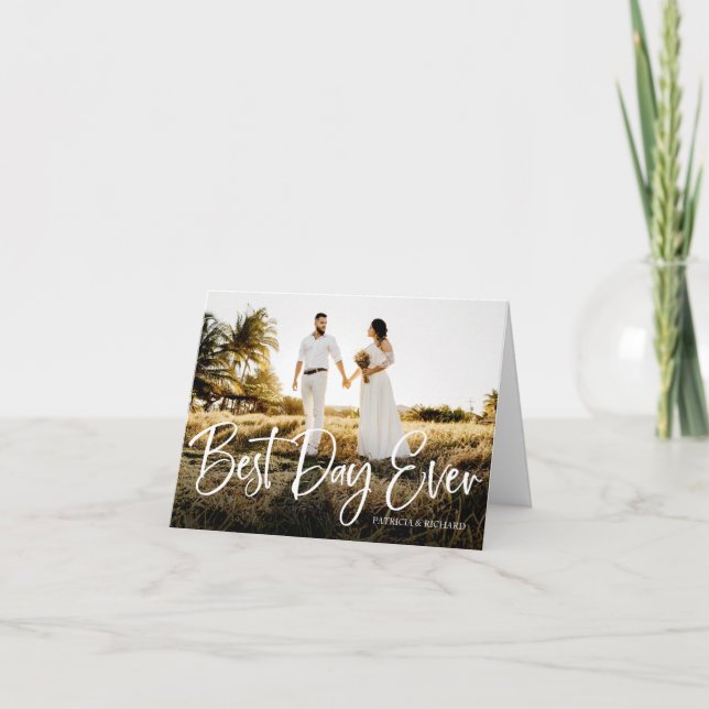 Best Day Ever Cute Wedding Thank You Photo (Front)