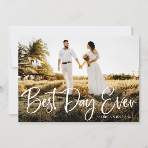 Best Day Ever Cute Wedding Thank You Photo Card