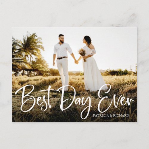 Best Day Ever Cute Wedding Thank You Photo Postcard