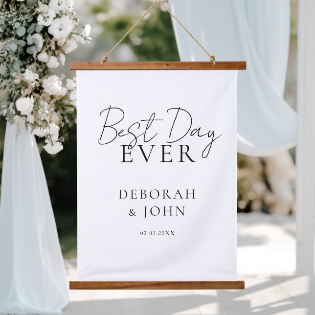 Best Day Ever! Elegant Modern Wedding Hanging Tapestry (Best Day Ever! Elegant Modern Wedding Hanging Tapestry)