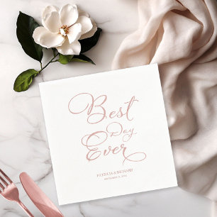 Best Day Ever Elegant Rose Gold Foil Wedding Napkins
