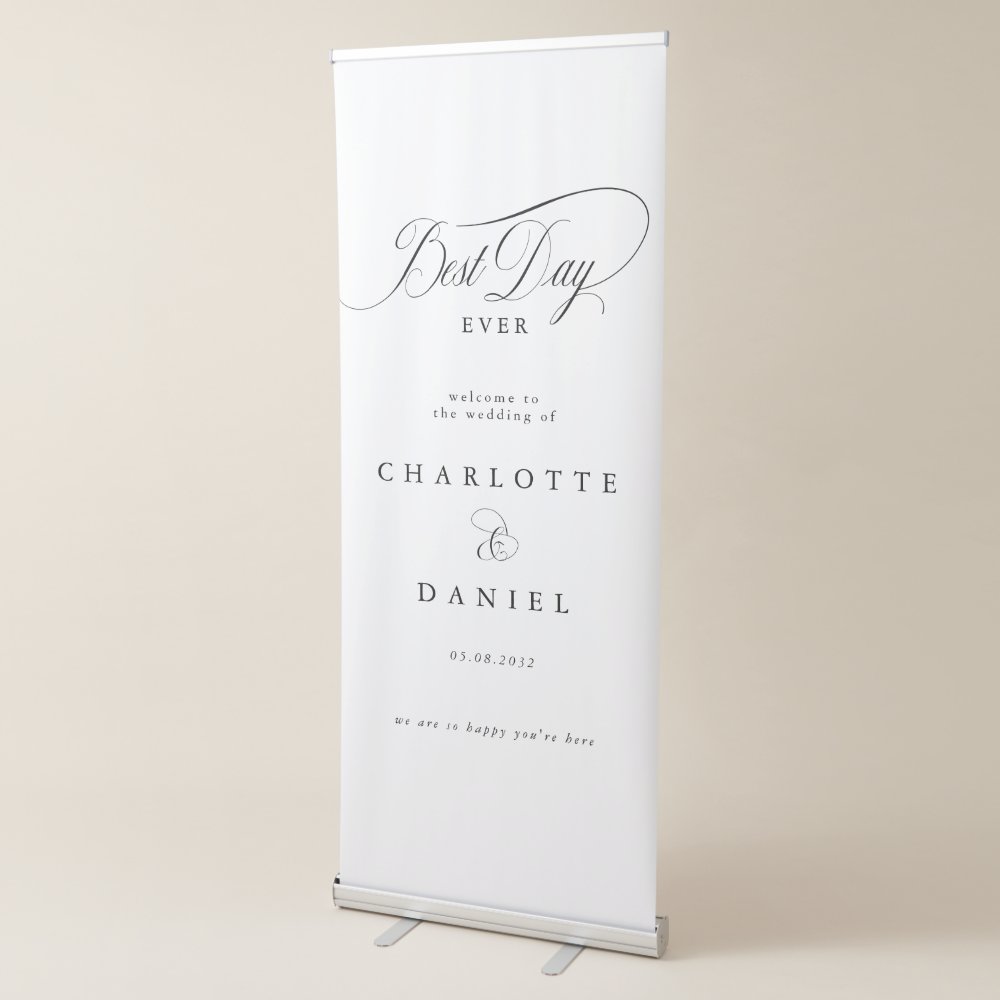 Disover BEST DAY EVER!  Elegant, Wedding Retractable Banner