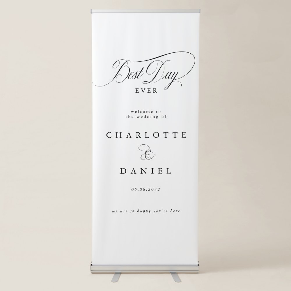 Disover BEST DAY EVER!  Elegant, Wedding Retractable Banner