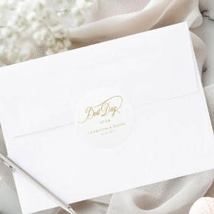 BEST DAY EVER! Elegant, Wedding Classic Round Sticker