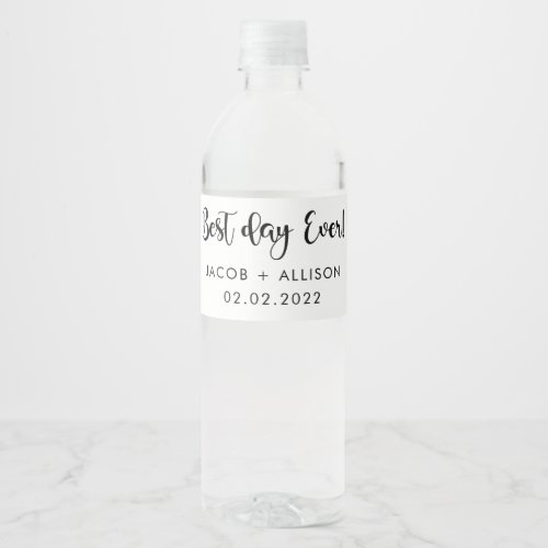 best day ever elegant wedding favor  hand fan water bottle label