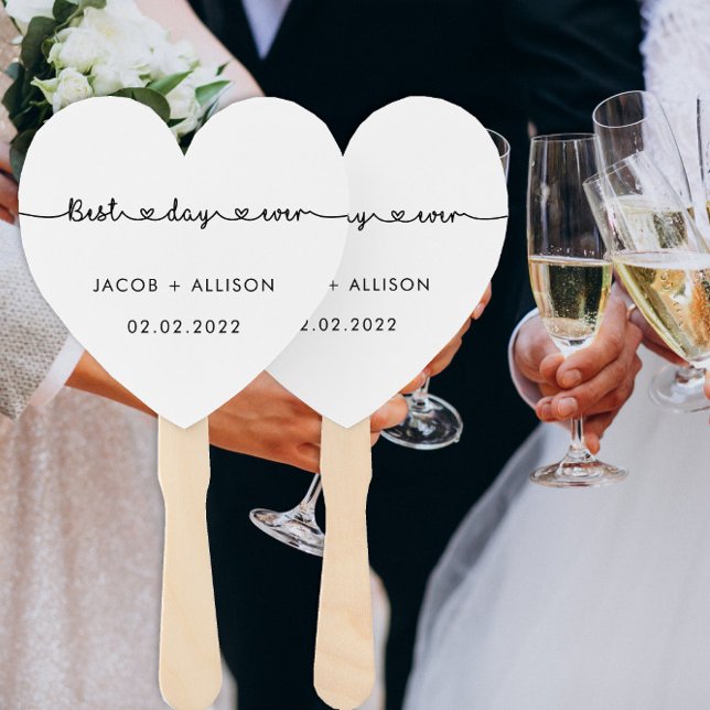 best day ever elegant  wedding favor modern  hand fan (Creator Uploaded)