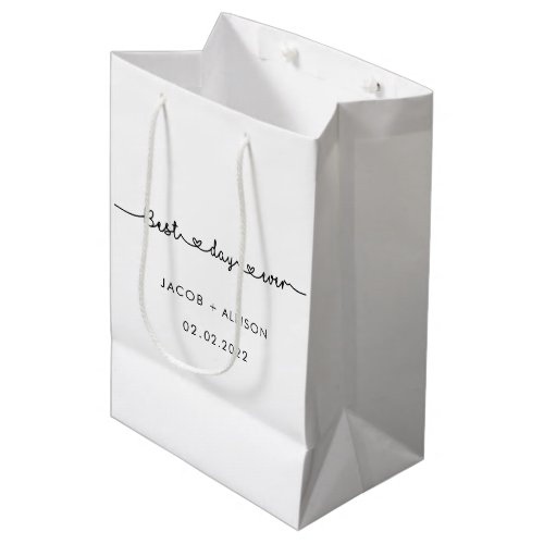 best day ever elegant  wedding favor modern  hand  medium gift bag