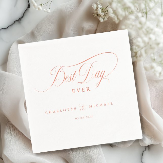 BEST DAY EVER!  Elegant, Wedding Napkins (BEST DAY EVER! Elegant, modern, minimal Wedding Napkins)