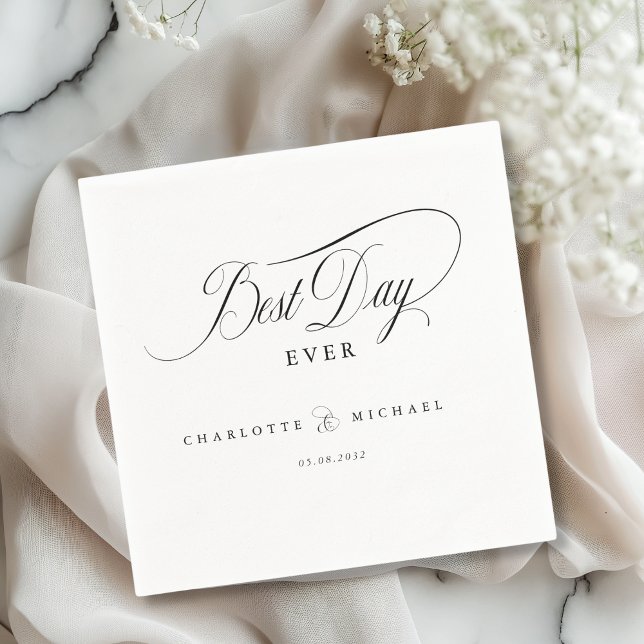 BEST DAY EVER!  Elegant, Wedding Napkins (BEST DAY EVER! Elegant, modern, minimal Wedding Napkins)