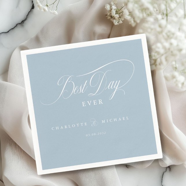 BEST DAY EVER!  Elegant, Wedding Napkins (BEST DAY EVER! Elegant, Wedding Napkin with your name and date.)