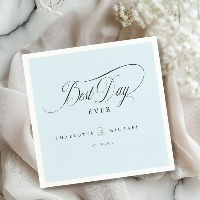 BEST DAY EVER!  Elegant, Wedding Napkins (Elegant, "BEST DAY EVER! " Wedding Napkin with your name and date.)