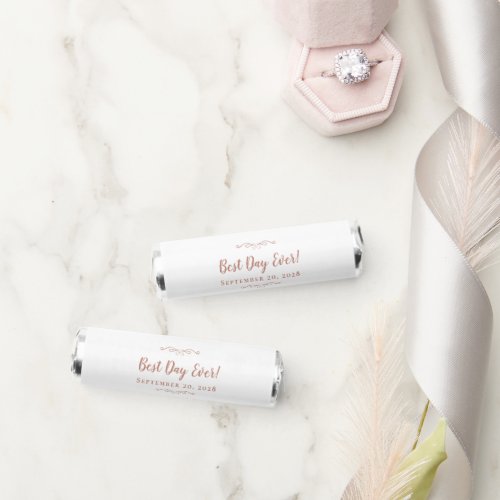 Best Day Ever Elegant Wedding Party Rose Gold Pink Breath Savers Mints