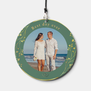 Best Day Ever Elegant Wedding Personalized Photo Wind Chime
