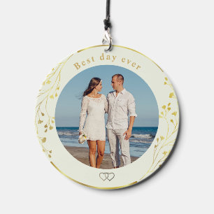 Best Day Ever Elegant Wedding Personalized Photo  Wind Chime