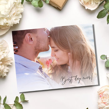 Best Day Ever Elegant Wedding Photo Thank You Postcard by stylelily at Zazzle
