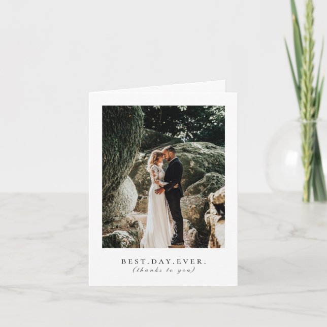 Best Day Ever Floral Wedding Photo Thank You Card (Front)