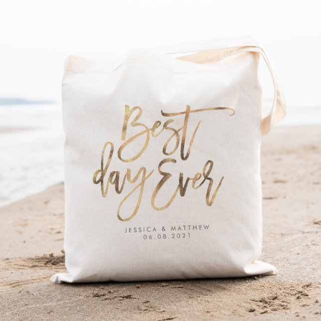 Best day ever gold Personalized Wedding Tote Bag (Creator Uploaded)