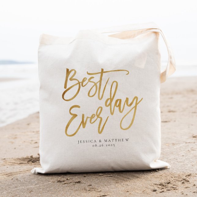 Best day ever, Gold Personalized Welcome Tote Bag (Creator Uploaded)