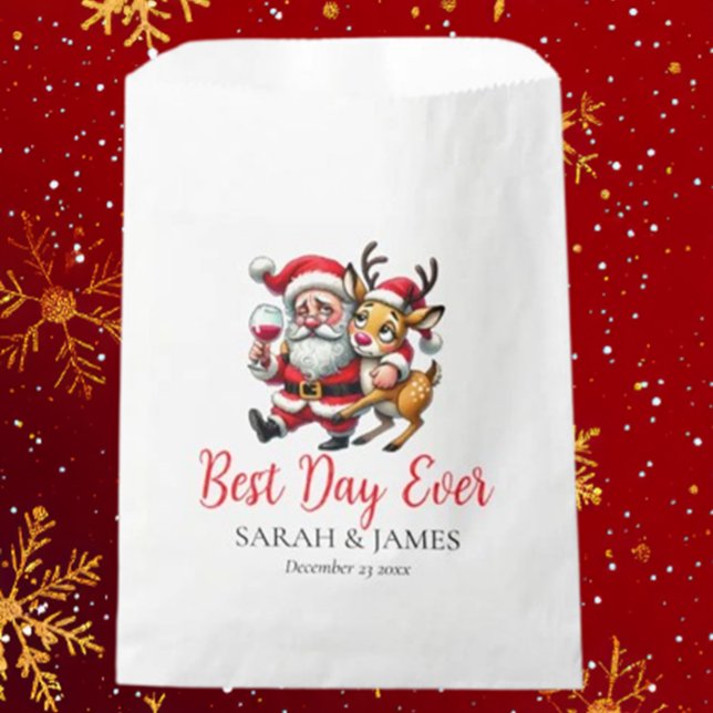 Best Day Ever Merry Christmas Greetings Santa Favor Bag (Spread joy this holiday season with Brett Designs' "Best Day Ever" Merry Christmas greetings  )
